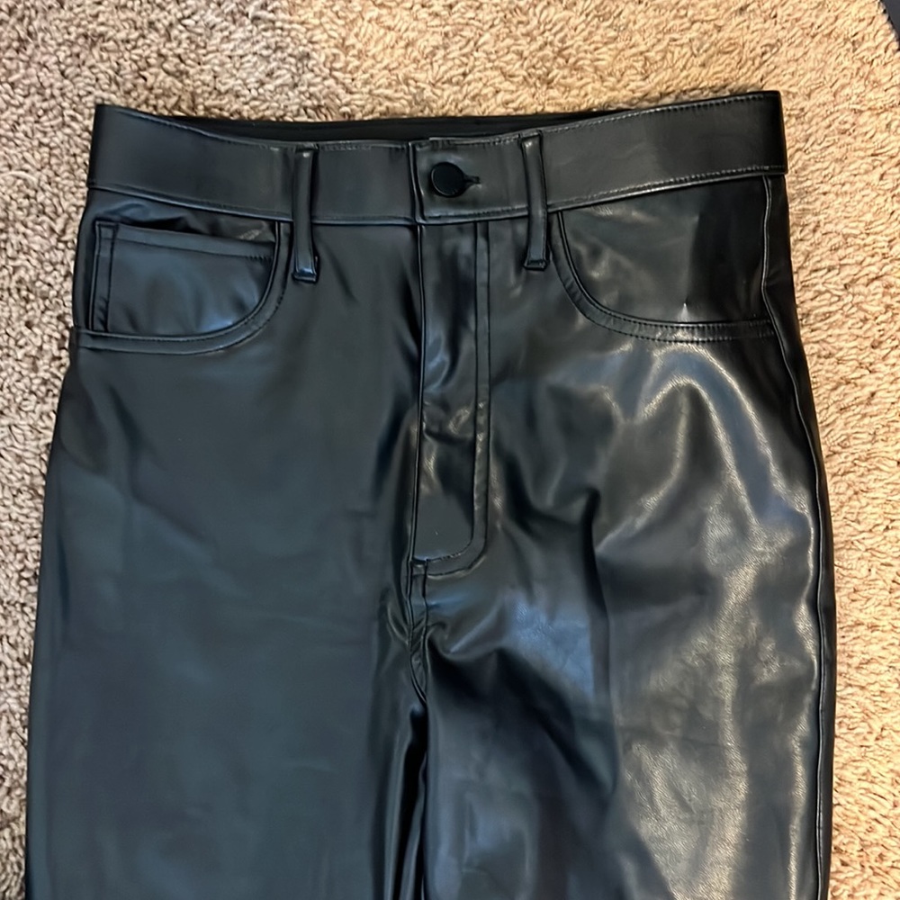 Abercrombie Black Velvet Leather High Rise Super Skinny Stretchy Ankle Jeans